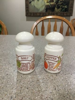 Salt And Pepper Shakers Avon 1980 Country Kitchen Vegetables Ceramic Vintage