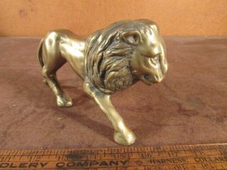 Vintage Heavy Brass Lion Figurine Well Made And Good Details Paper Weight Statue
