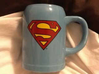 Superman Dc Comics Blue Ceramic Beer Stein / Coffee Mug 22 Oz W/ Logo (c) 2012
