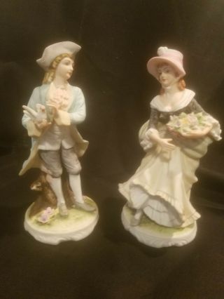 Vintage Lefton China “elaine And Norman " Hand Painted 7 " Figurine Kw3045