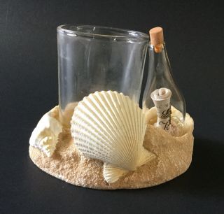YANKEE CANDLE Message In A Bottle Beach Sand Votive Holder Seashells Ocean 2