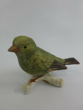 Vintage Goebel Green Finch Bird On Branch Figurine W Germany 38026