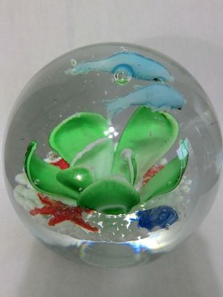 Dynasty Gallery heirloom collectible glass paperweight Seascape dolphins 3