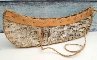 Ooak Vintage Handcrafted Miniature Canoe 12.  5 " Long Art Decor