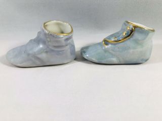 Mini Set Of Shoes Porcelain Blue With Gold Trim 2