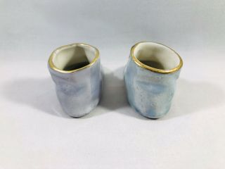 Mini Set Of Shoes Porcelain Blue With Gold Trim 3