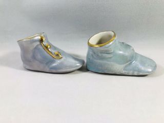 Mini Set Of Shoes Porcelain Blue With Gold Trim 4