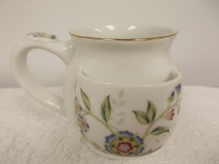 Andrea By Sadek Floral Flowers Porcelain Coffee Tea Cup Mug With Bag Holder