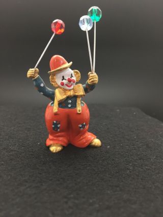 Spoontiques C1459 Vintage Pewter Circus Clown With Balloons With Crystal Accent