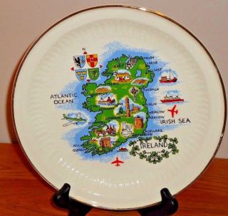Ireland Map Vintage Souvenir Plate 9 " Carriigdhoun Pottery