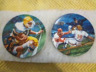 1985 Avon Moments Of Victory Baseball & Football Decorative Plates