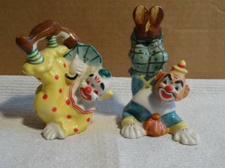 Vintage Porcelain Clown Salt And Pepper Shakers 1959 Yona