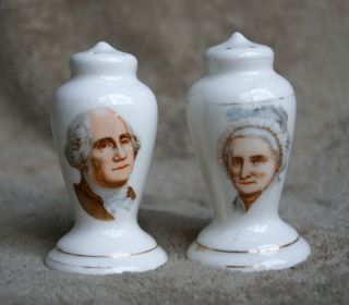 Salt & Pepper Shakers George & Martha Washington Made In Occupied Japan Vintage