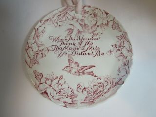 Crownford Wall Plate Red 5 3/4 " Blue Bird When This You See Think Of Me