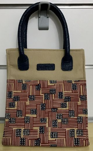 Longaberger Inaugural Flags Mini Tote Bag With Blue Handles