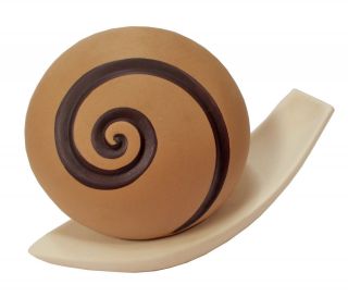 Vintage Hand Made Spanish Retro Style Snail Brown White Bisque Pottery Figurine