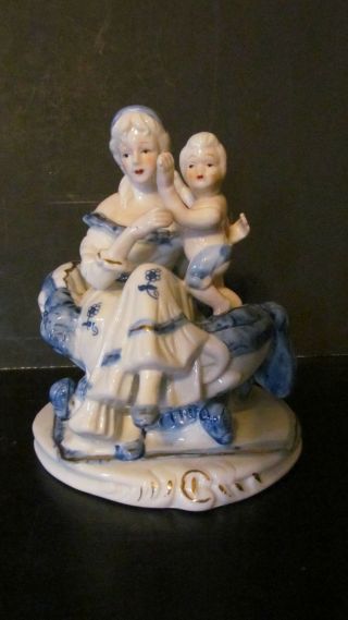 Vintage Porcelain Blue And White Figurine