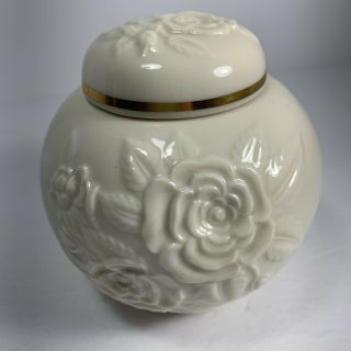 Lenox Rose Floral Ginger Jar Vase With Lid Covered Jar Gold Trim