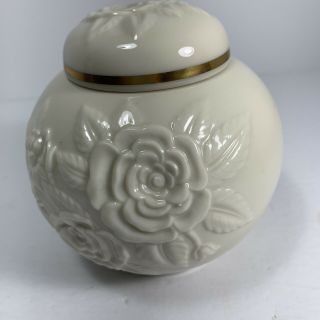 LENOX ROSE FLORAL GINGER JAR Vase with LID Covered Jar GOLD TRIM 2