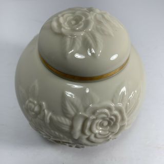 LENOX ROSE FLORAL GINGER JAR Vase with LID Covered Jar GOLD TRIM 4