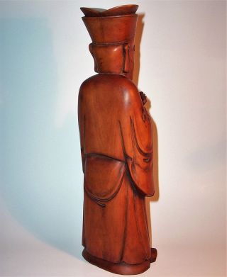 Old ORIENTAL ASIAN MAN Hand Carved Wood Art Sculpture Statue Figurine Vintage VG 4