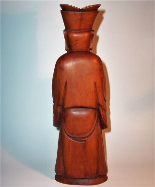 Old ORIENTAL ASIAN MAN Hand Carved Wood Art Sculpture Statue Figurine Vintage VG 5