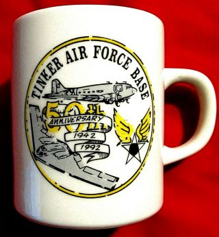 Tinker Air Force Base 50th Anniversary Coffee Cup/mug Midwest City Ok 1942 - 1992
