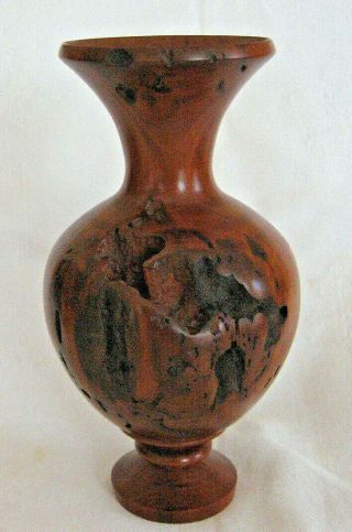 Hand Crafted Burl Wood Vase Or Candlestick Holder,  Pear,  1997,  Dan Jones,  6 "