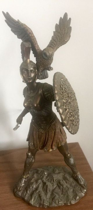 12 " H Athena Greek Goddess Bronzed Statue Sculpture Minerva By Pacific Giftware