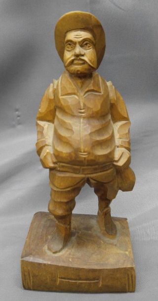 Old Vintage Hand Carved Wooden Sancho Panza Figure Wood Carving Figurine Statue