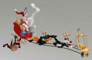 Hallmark Looney Tunes On Tweety On Daffy Bugs Bunny Sleigh Christmas Ornament