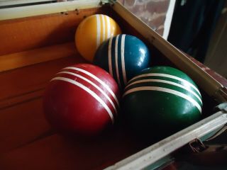 4 Old Vintage Wood Croquet Balls