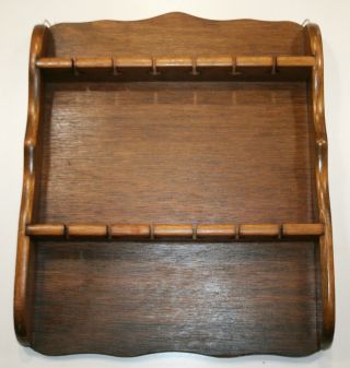 Vintage Wooden 6 Slot Souvenir Spoon Display/ Utensil Wall Rack Holder