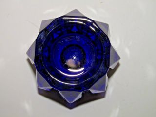 Vintage Cobalt Blue Heavy Glass Candlestick Holder Short Star Shaped Tealight 2