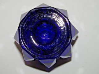 Vintage Cobalt Blue Heavy Glass Candlestick Holder Short Star Shaped Tealight 3