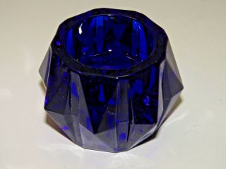 Vintage Cobalt Blue Heavy Glass Candlestick Holder Short Star Shaped Tealight 4