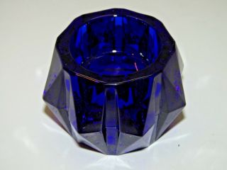 Vintage Cobalt Blue Heavy Glass Candlestick Holder Short Star Shaped Tealight 5