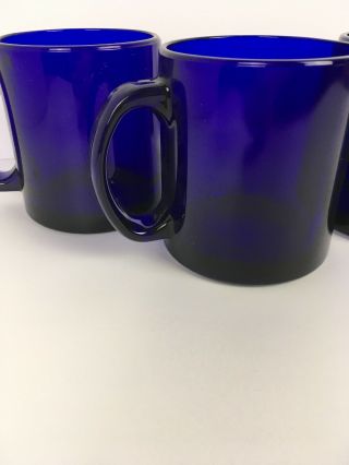 Vintage Cobolt Blue Glass Mugs Set Of 4 Made In The USA 3