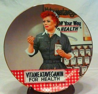 1989 I Love Lucy Collector Plate " Its Just Like Candy " Jim Kritz,  Hamilton & Cbs