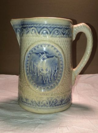 Antique Vintage Porcelain Ceramic Very Heavy Creamer Pitcher McCoy Ox Cow Design 2