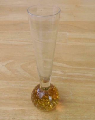 Amber Bubble Art Glass Paperweight Bud Vase