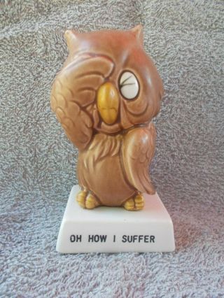 Vintage Norcrest Owl Figurine Oh How I Suffer Japan 4 1/2 "