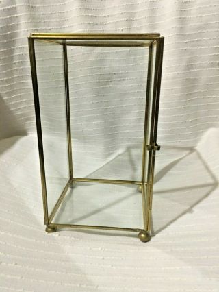 Vintage Rectangle Clear Glass And Brass Trinket Box - 8 " Tall 4.  5 " Wide