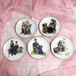 Norman Rockwell Vintage Collectible Plates 1984 Set Of 5