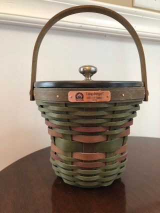 2008 Longaberger Golf Club Basket With Wooden Lid And Protector