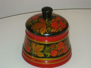 Stunning Vintage Russian Lacquer Lidded Pot