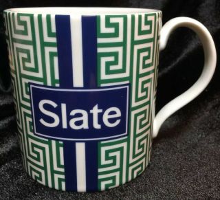 Jonathan Adler Slate Green White Blue Stripe Mug
