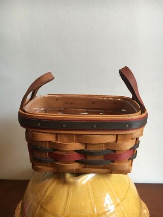 Longaberger 1993 Tea Basket - Leather Handles And Protective Plastic Insert