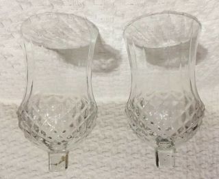 Home Interior Set Of 2 Large Clear Votive Cups / Candle Holders With Diamond Cut