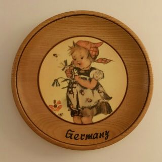 Wooden Hummel Plate 6.  25 " Hummel W.  Germany Vintage Decorative Plate